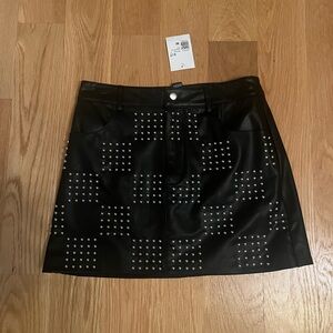 Forever 21 mini black leather skirt with silver studs
